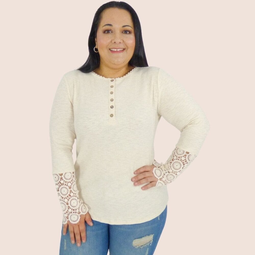 Crochet Long Sleeve Plus Top